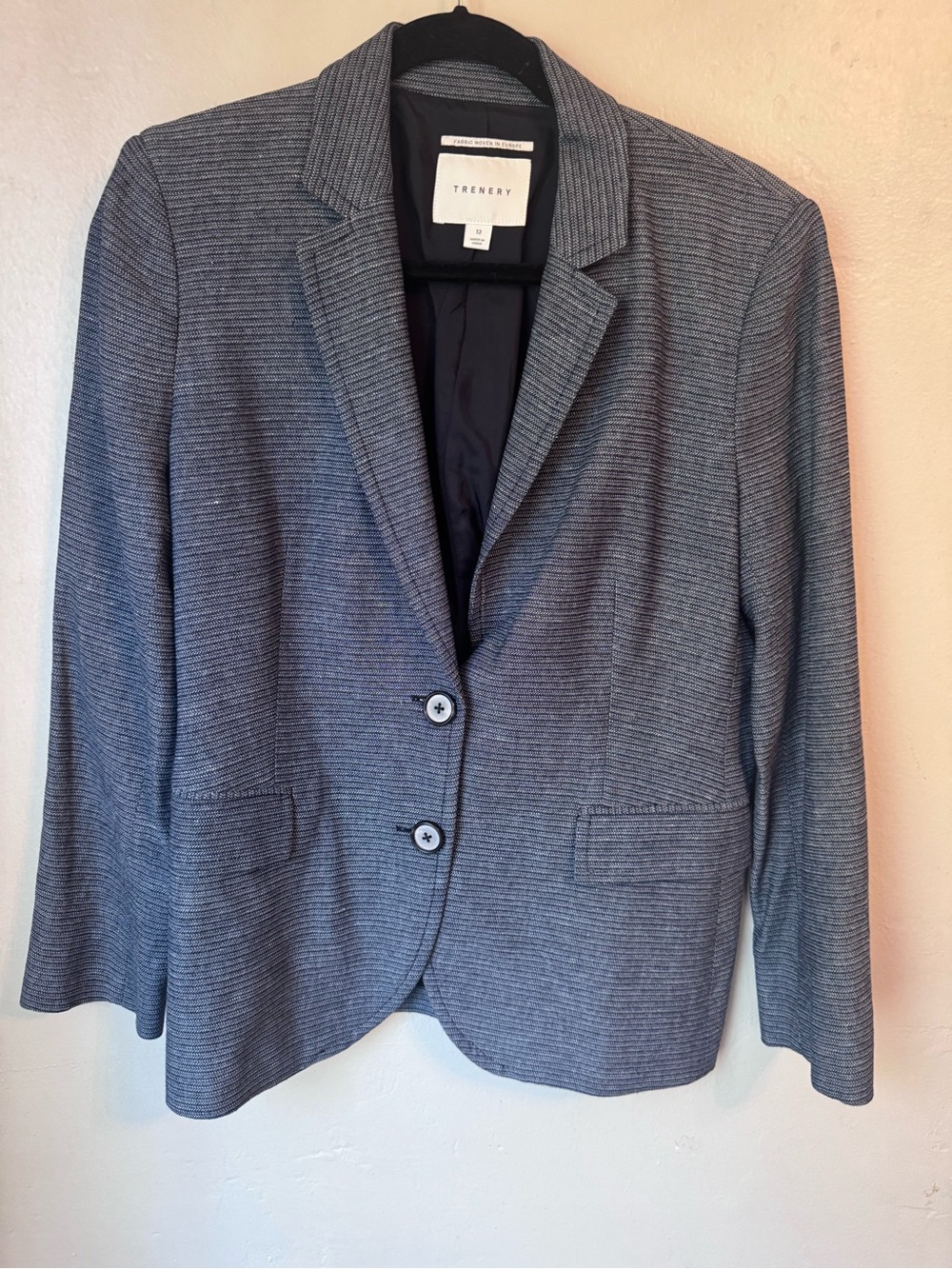 Trenery Blue-Gray Knit Blazer - Tailored Two-Button Jacket